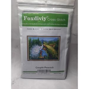 Foxdiviy Pre Printed Cross Stitch Kit Couple Peacock 43x48 cm